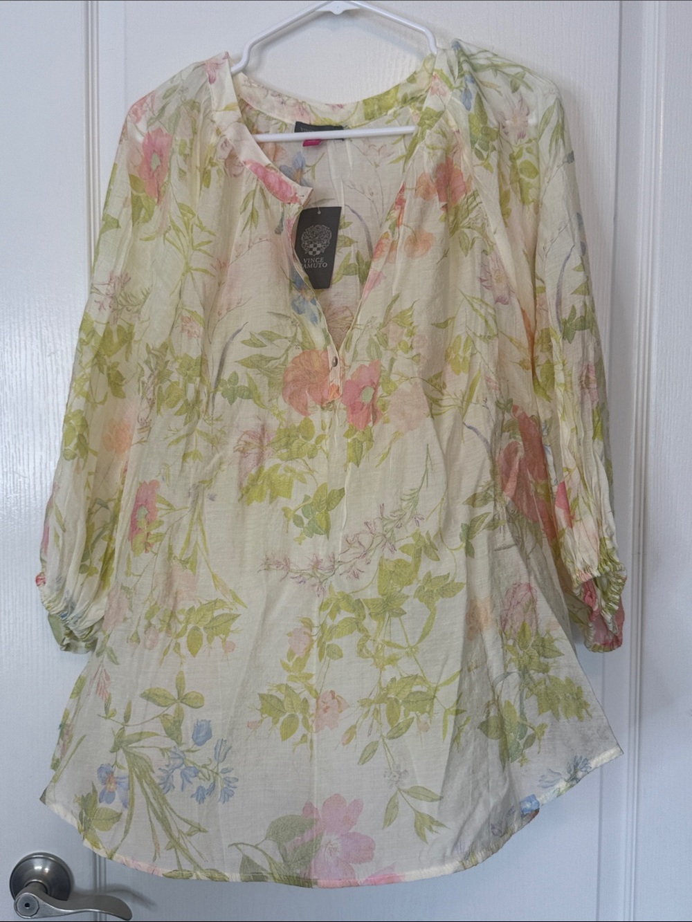 Vince Camuto 3/4 Sleeve Sheer Floral Blouse 1X